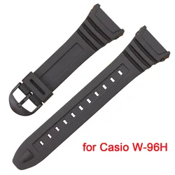 Rubber Watchband for Casio W-96H Watch Strap Accessories PU Plastic Silicone Bracelet with Special Interface Men Sport Wristband