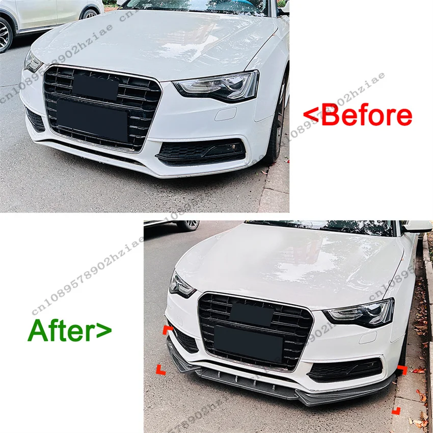 For Audi A5 S5 8T S-line 2012 2013 2014 2015 2016 2017 Car Front Bumper Chin Splitter Diffuser Canard Deflector Tuning ABS