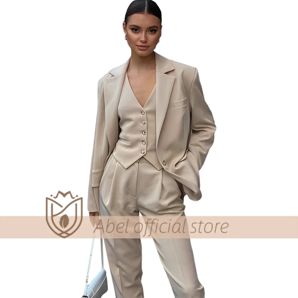 Conjunto de traje de 3 piezas para mujer (+ Pantalones chaleco chaqueta +), adecuado para ocasiones formales de oficina, traje elegante personalizado