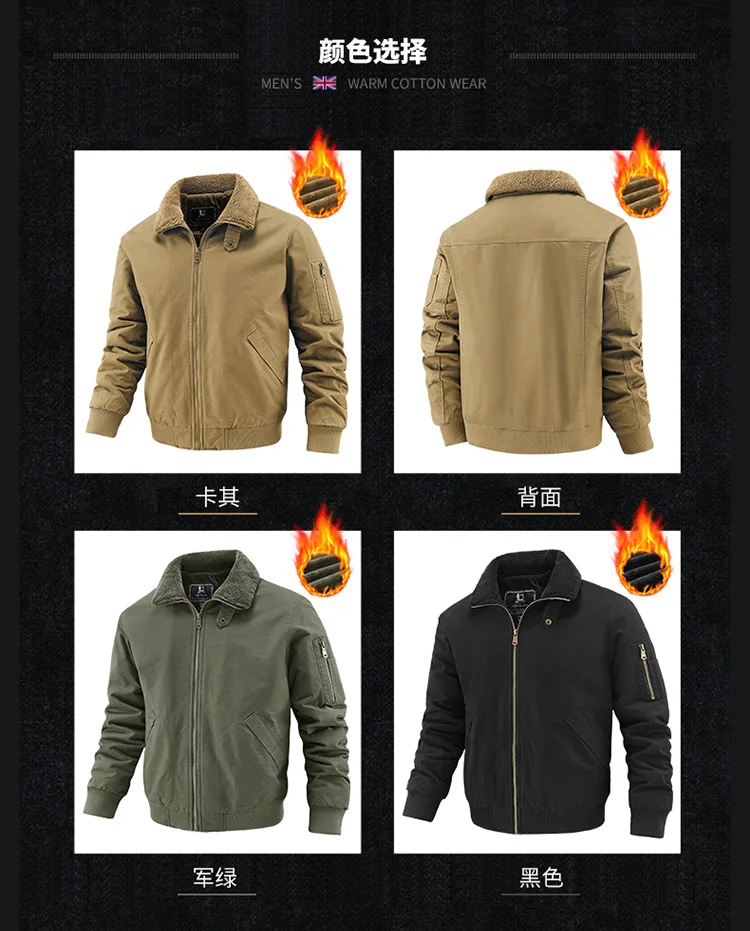 Mens New Thickened Fleece Lined Cotton Padded Jacket Winter Warm Coat For Middle Aged Elderly Men Casual Daily Thermal Male