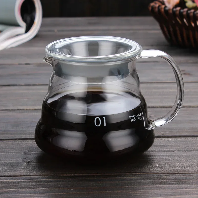 Coffee Carafe, 350/600ml Coffee Clear Glass Kettle Sharing Pot with Lids, Pour Over Coffee Espresso Maker Accessories DROPSHIP