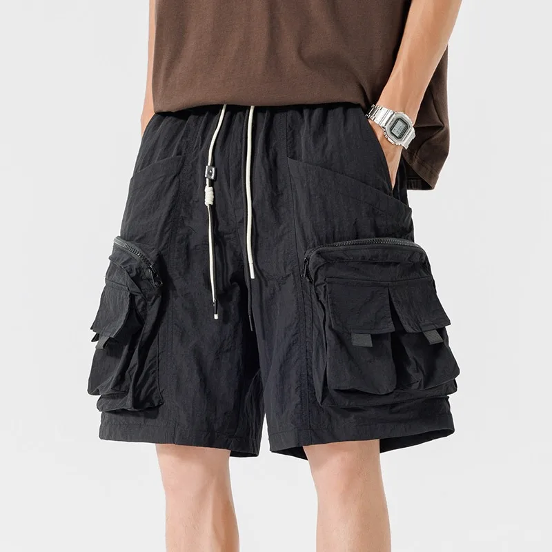 

Summer Multi Pocket Workwear Shorts Men Outdoor Functional Quick Drying Straight Leg Trousers Slim Versatile Loose Short Pants