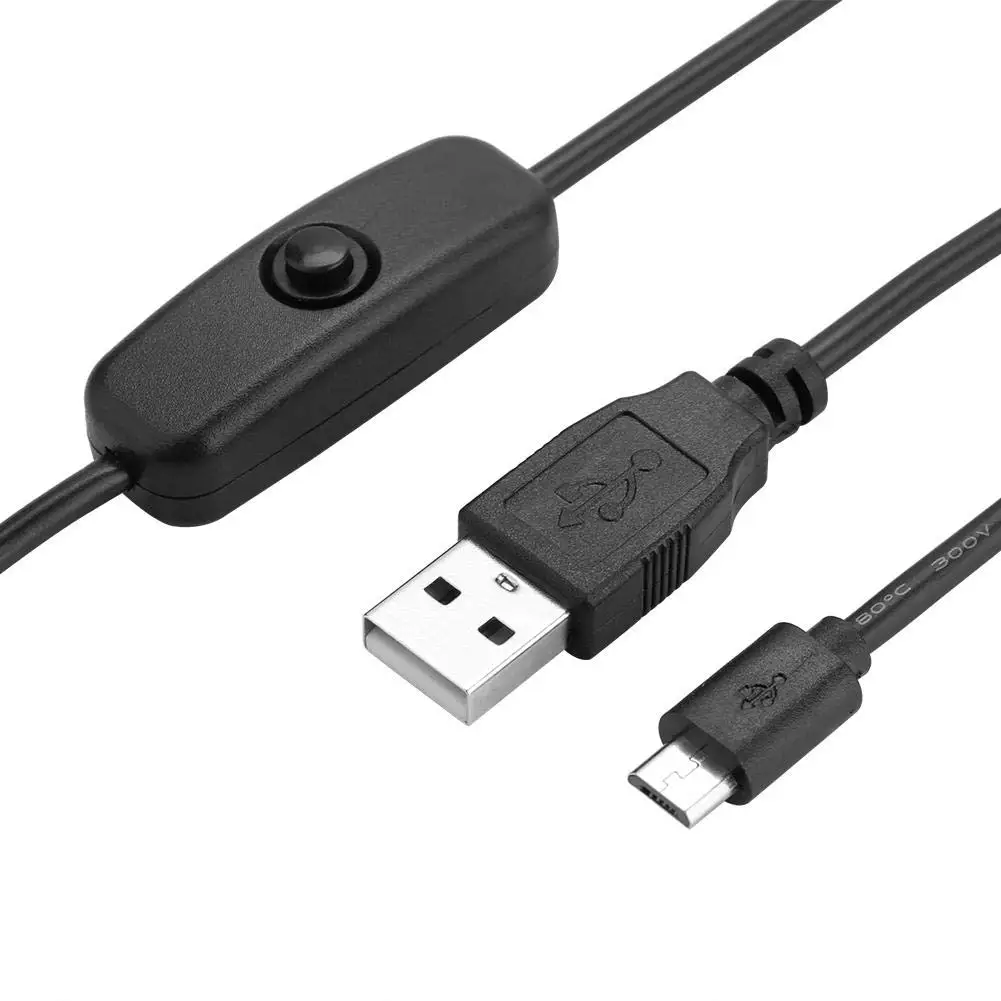 سلك كابل شحن طاقة USB صغير ، مفتاح تشغيل وإيقاف ، Raspberry Pi 3 ، 2 ، B ، B + ، A ، 5FT