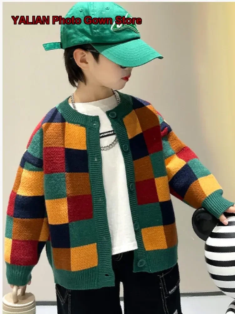 Boys Cardigan Kids Autumn Spring Knit Cardigan Stylish Casual Jacket Handsome Baby Coat