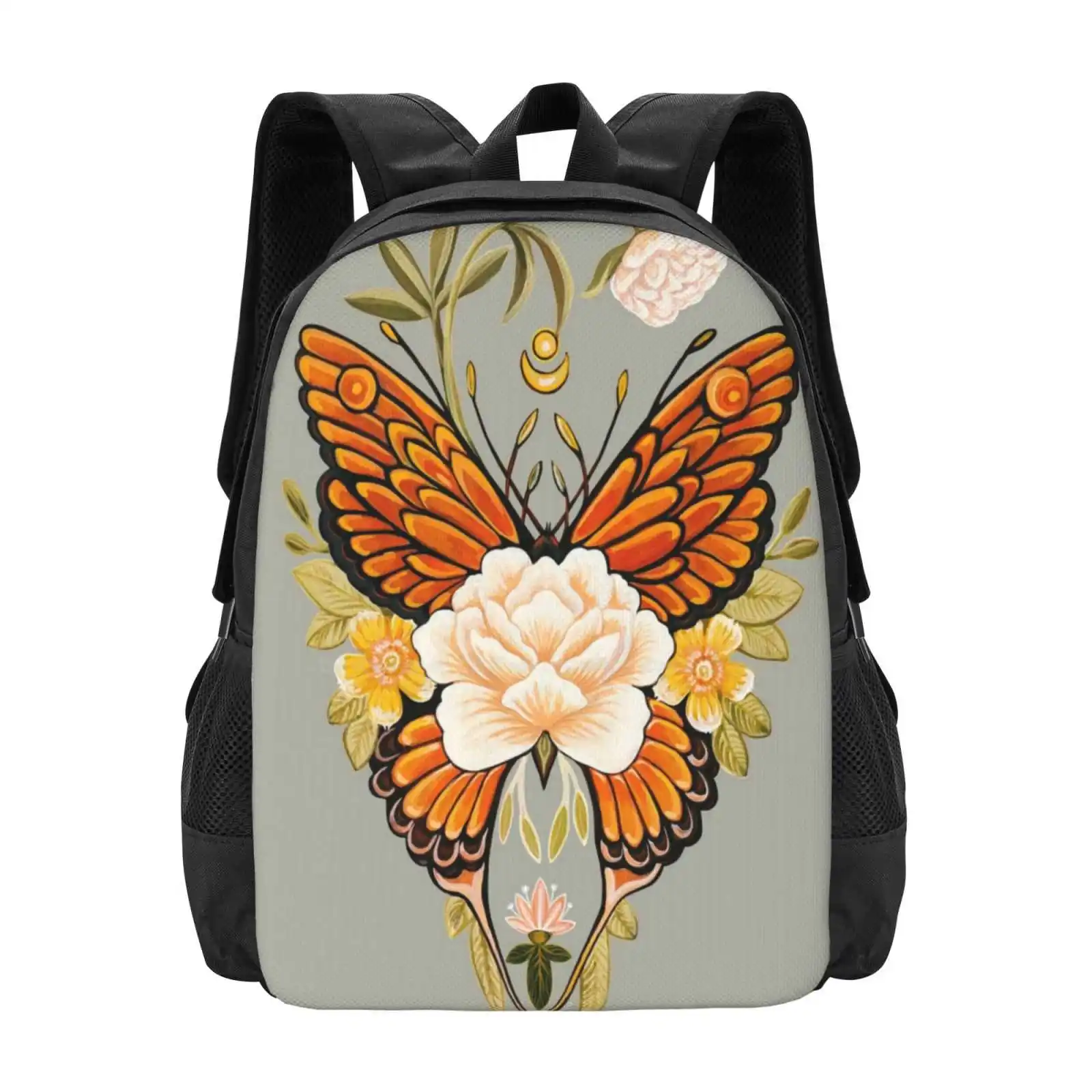 Tattoo Butterfly Peonies Hot Sale Schoolbag Backpack Fashion Bags Tattoo Butterfly Flower Peonies Vintage Retro Floral Botanical