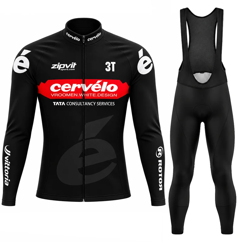 Cervélo Team Autumn Long Sleeve Cycling Jersey Set Bib Pants Ropa Ciclismo Clothing Bike Uniform Men Bicycle Clothes Mailllot