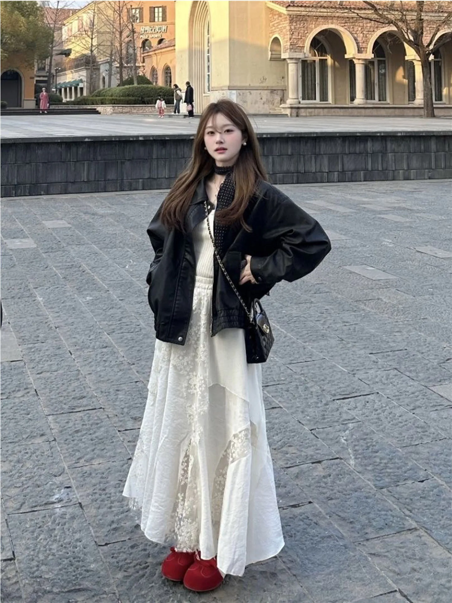 

Антивозрастная кружевная лоскутная женская юбка-миди нестандартной формы, пышная длинная юбка, корейская длинная юбка с высокой талией