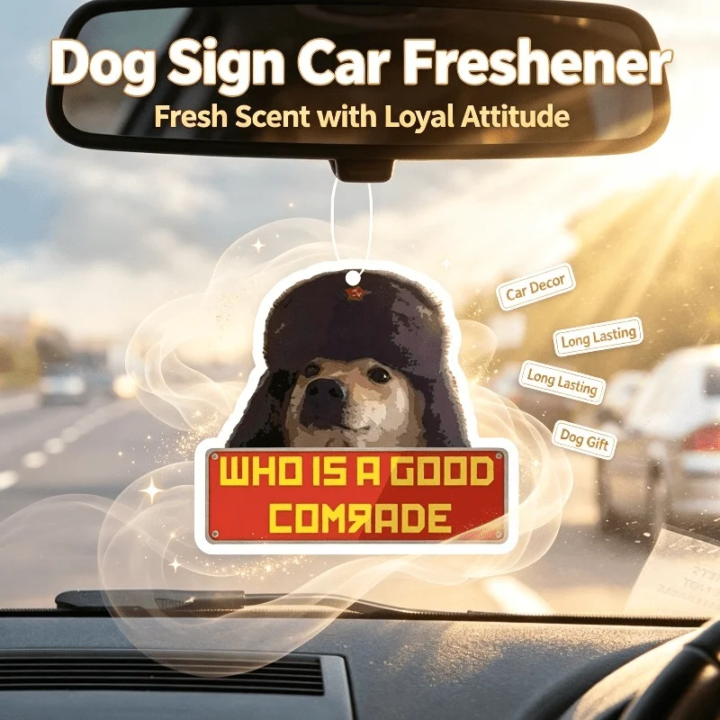 Car Air Freshener Funny Dog With Ushanka Hat Meme Hanging Scent Card for Car Interior Rearview Mirror Ornament Gift