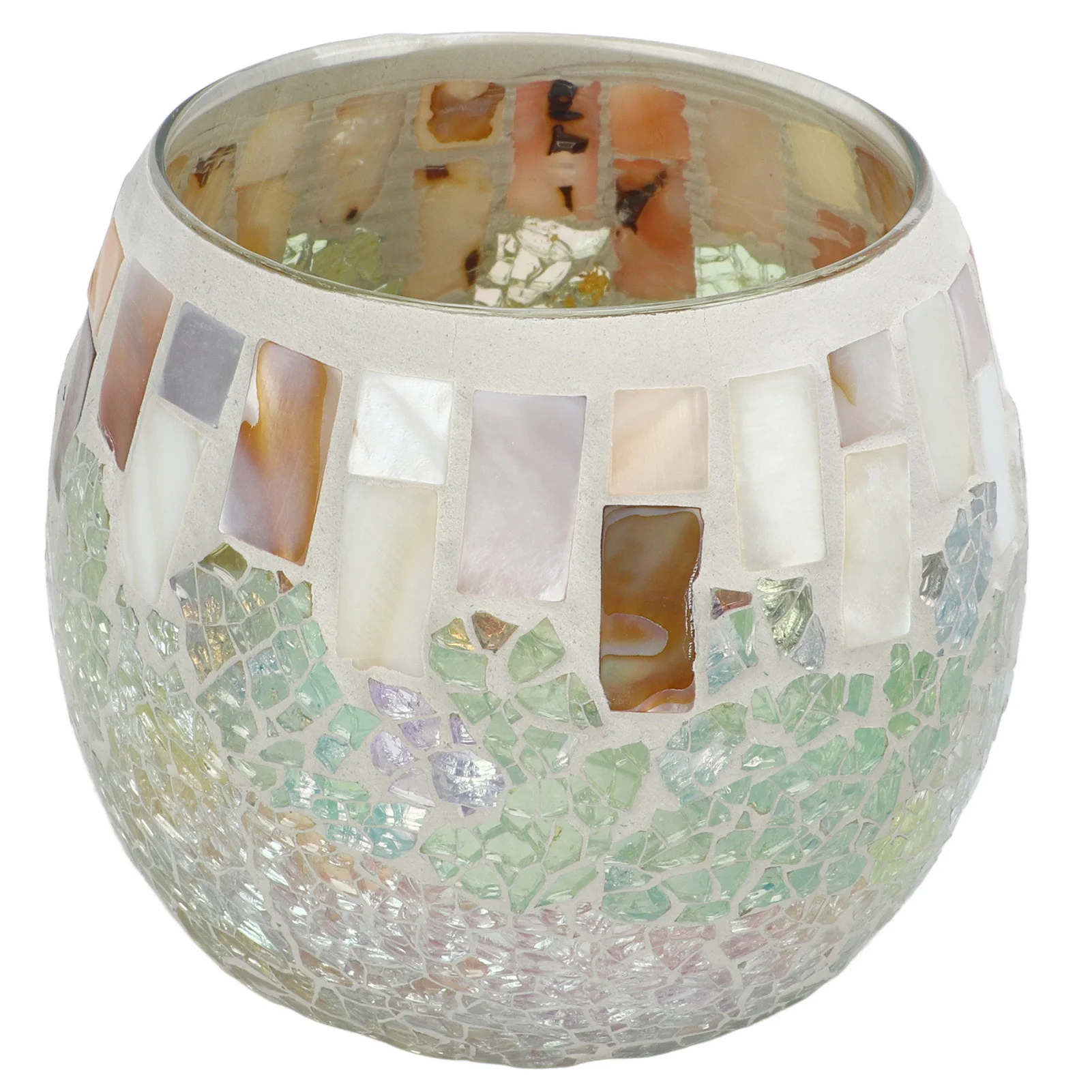 Tealight Candle Holder Mosaic Glass Light Color Ball Appearance High Light Transmittance Candle Holder for Weddings Home Decor