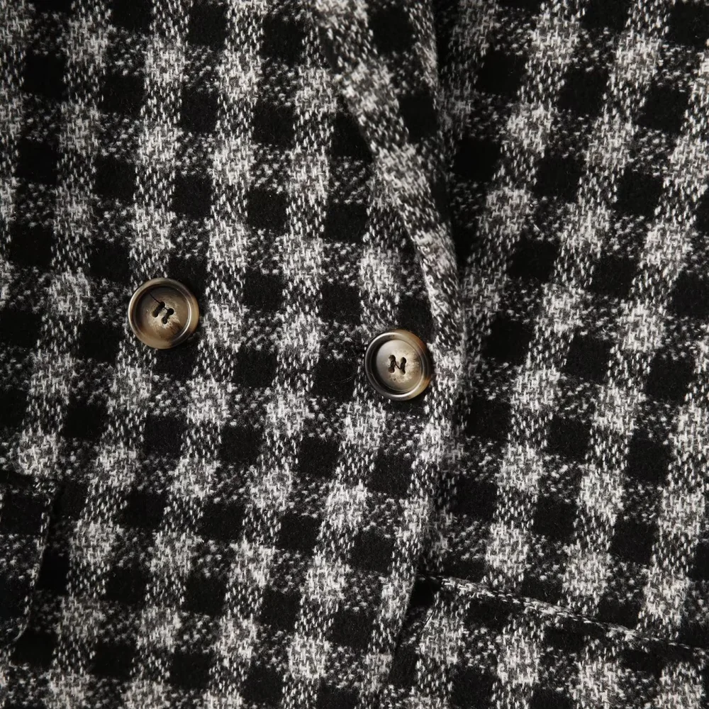 PB&ZA Damen-Oberteil mit locker sitzendem Kragen, Knopftaschen und karierter Herbst- und Wintermode-Anzugjacke