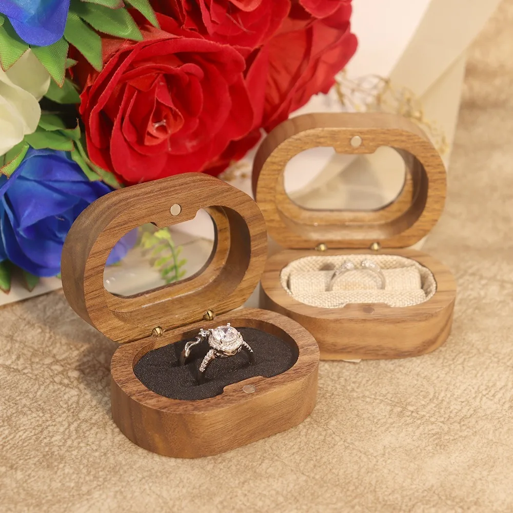 

Simple Wooden Finger Ring Box Engagement Ring Mini Wedding Ring Case Ring Display Organizer Couple Rings Holder Wedding