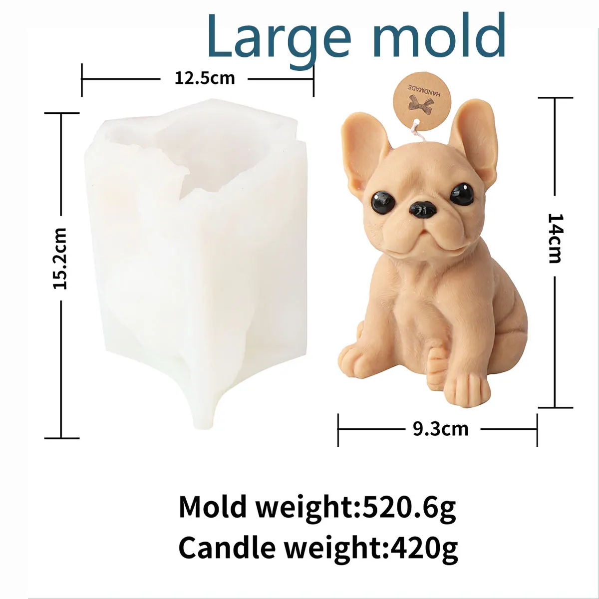 14cm Bulldog candela stampo in Silicone fai da te candela profumata che fa materiale stampo 3d animale francese Bulldog forma gesso sapone stampo