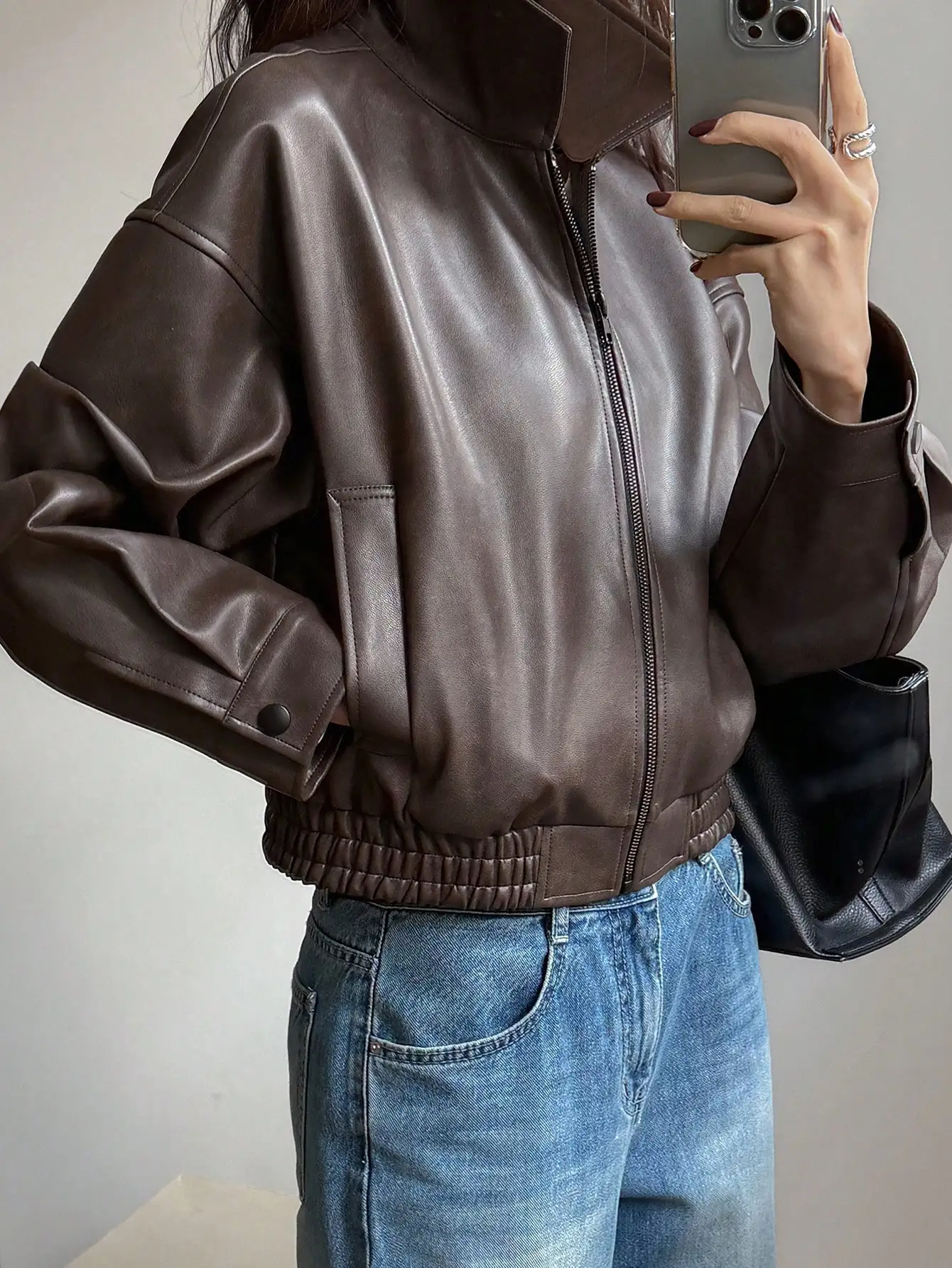 DAZY Spring New Vintage leren jas, korte stijl, normale pasvorm, damesjas voor Valentijnsdag herfst, winter