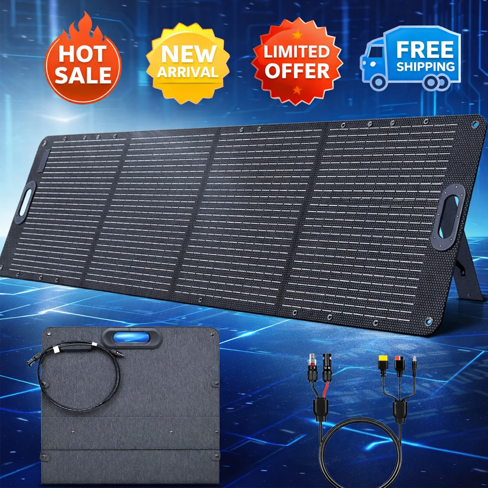 

200W Portable Solar Panel, Foldable Solar Panel Charger 25% High Efficiency for Power Station Outdoor Camping RV Emergency Use
