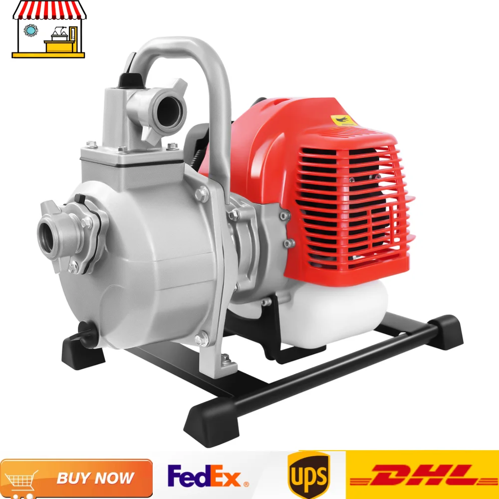 

Бензиновый ирригационный насос 1 дюйм, 1.7 л.с., портативный, 2-тактный, 5.9 CFM, для перекачки воды, с трубой 6.56 футов