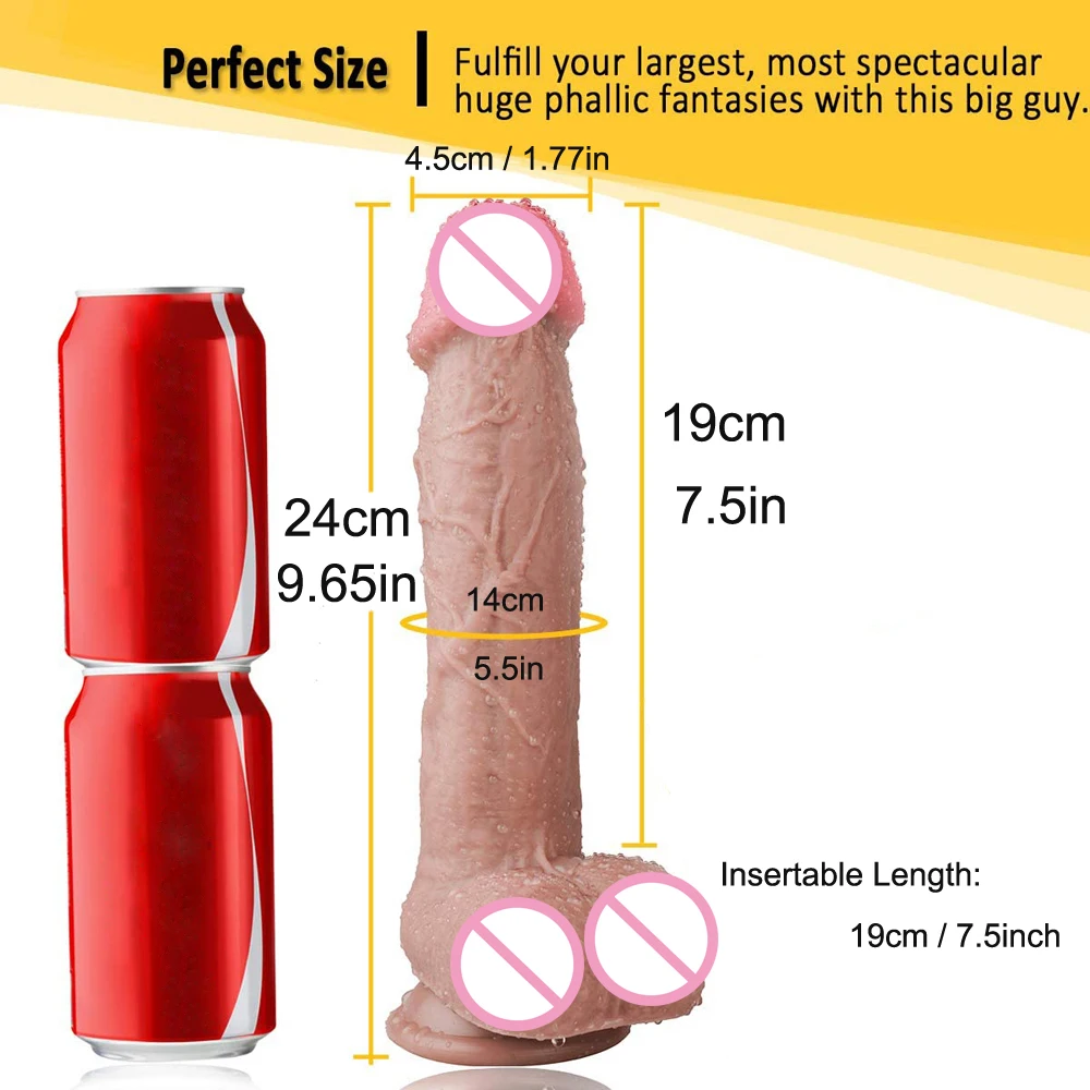 Realistic Dildo, 24cm Dual-Density Silicone Huge Penis with Strong Suction Cup for Vaginal G-spot and Anal Masturbation