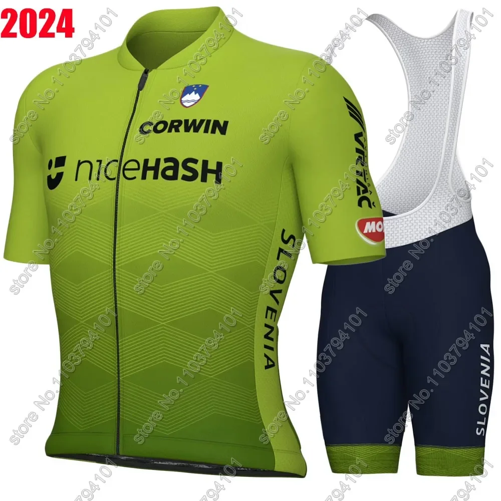 Slovenia 2024 Cycling Jersey Set Short Sleeve National Team Clothing Men Road Bike Shirts Suit Bicycle bib Shorts MTB Maillot