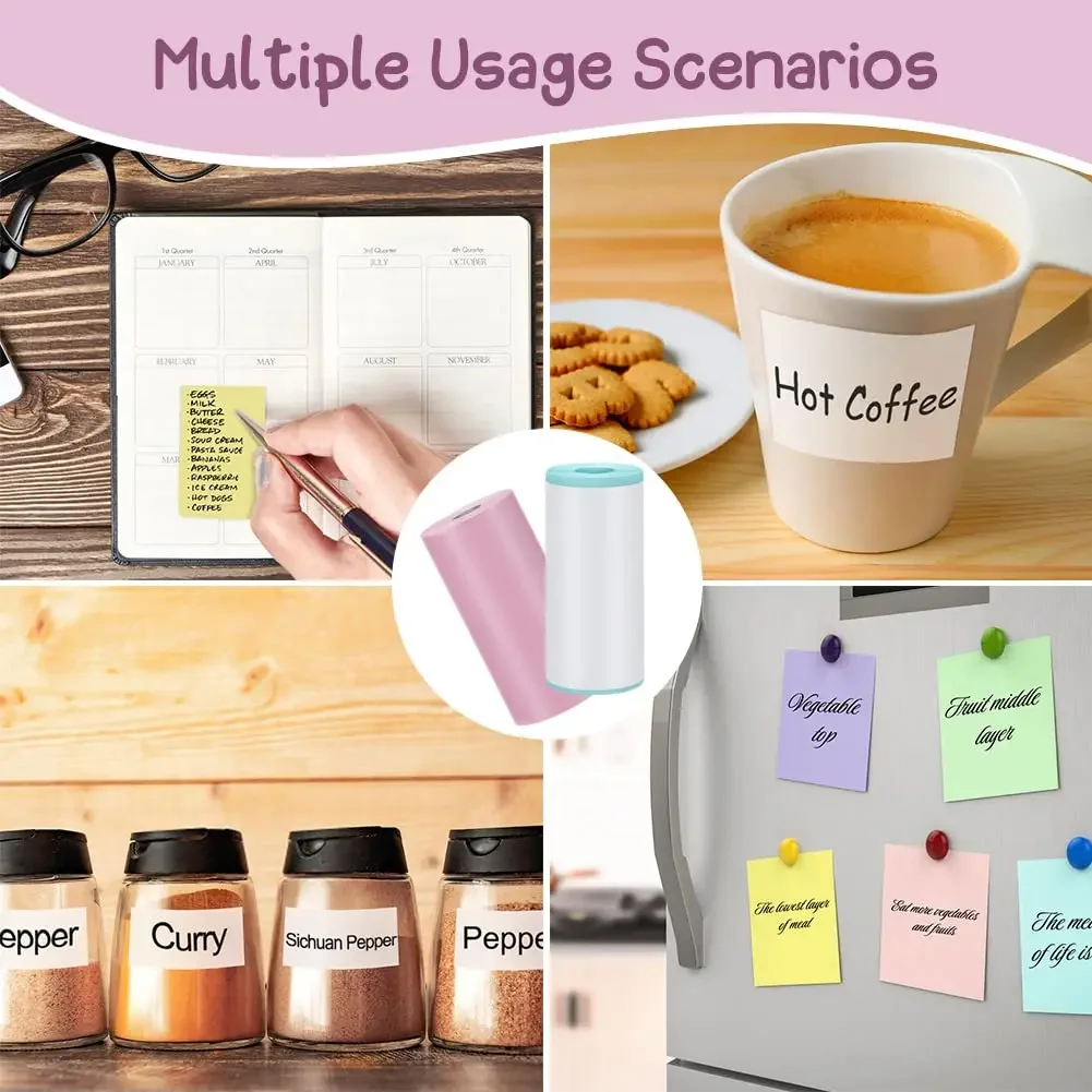 3Rolls 57x25mm Thermal Paper  Adhesive Sticker Label Paper Color Paper For  MINI printer PeriPage A6 PAPERANG A9 Photo Printer