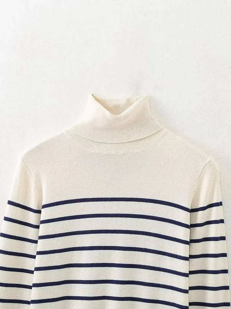 Dave&Di British Fashion Ladies Basic Sweater Cuffs Gold Turtleneck Buttons Solid Simple Knitwear Women