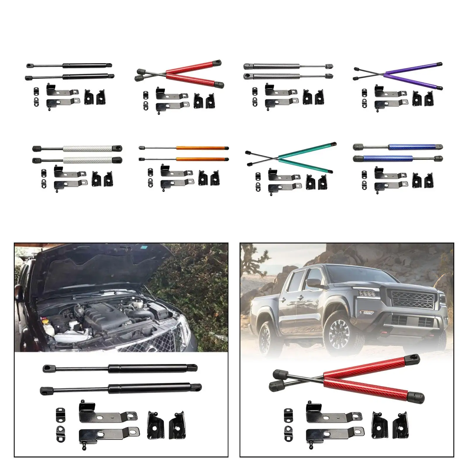 

Front Bonnet Hood Strut Carbon Steel Shock Lift Support Kit Automotive Gas Spring for Nissan Frontier Navara D