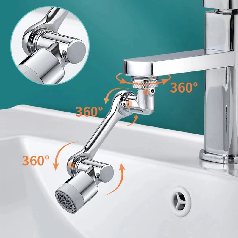 Aerador de torneira rotativa multifuncional Braço robótico giratório Filtro de água Torneira Bubbler, Sink Fit, 1080 graus