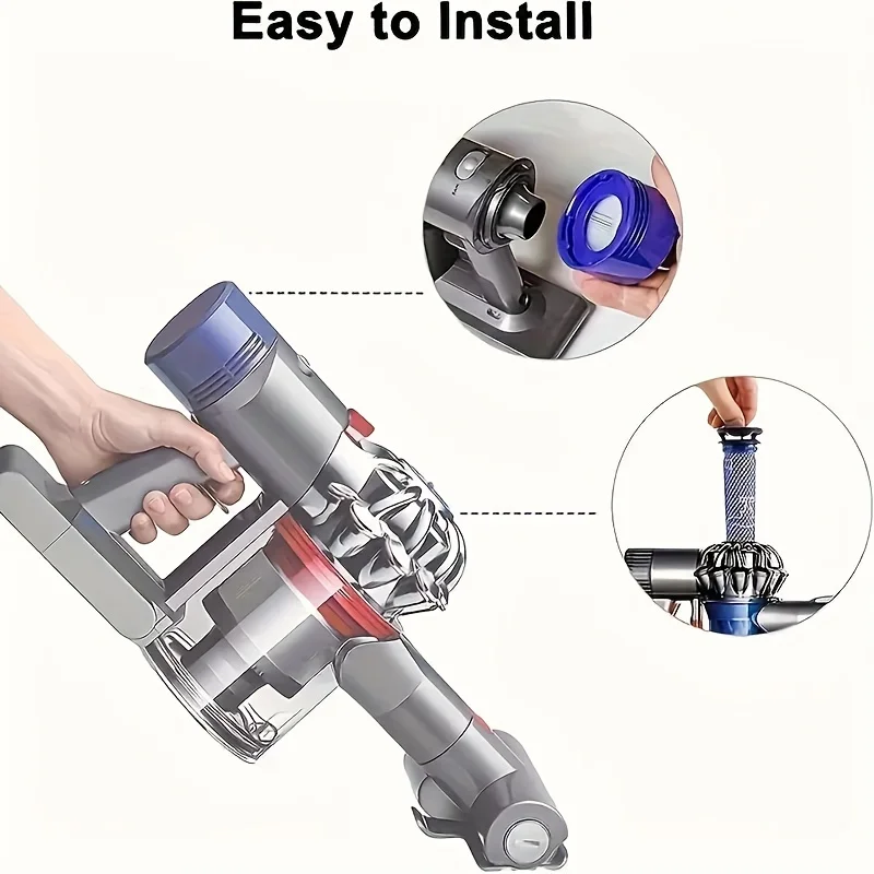 Filter Replacement Kit For Dyson V7 and V8 Cordless Vacuum Cleaners, Including 4 Post-Motors Filters and 4 Pre-Motors Filters