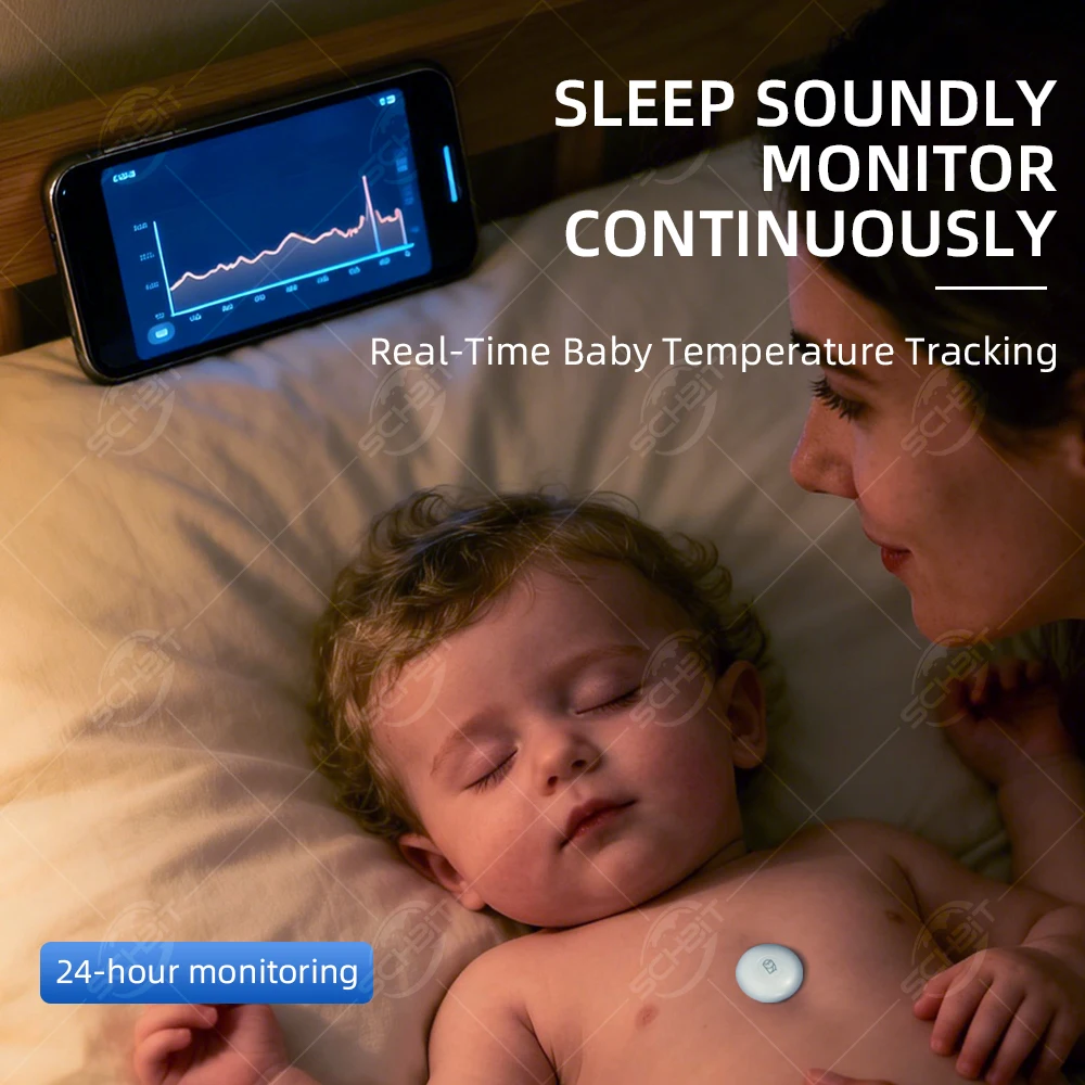 ダイナミックワイヤレス温度計-リアルタイム連続温度測定-24時間肌に優しいbluetooth接続-安全かつ正確