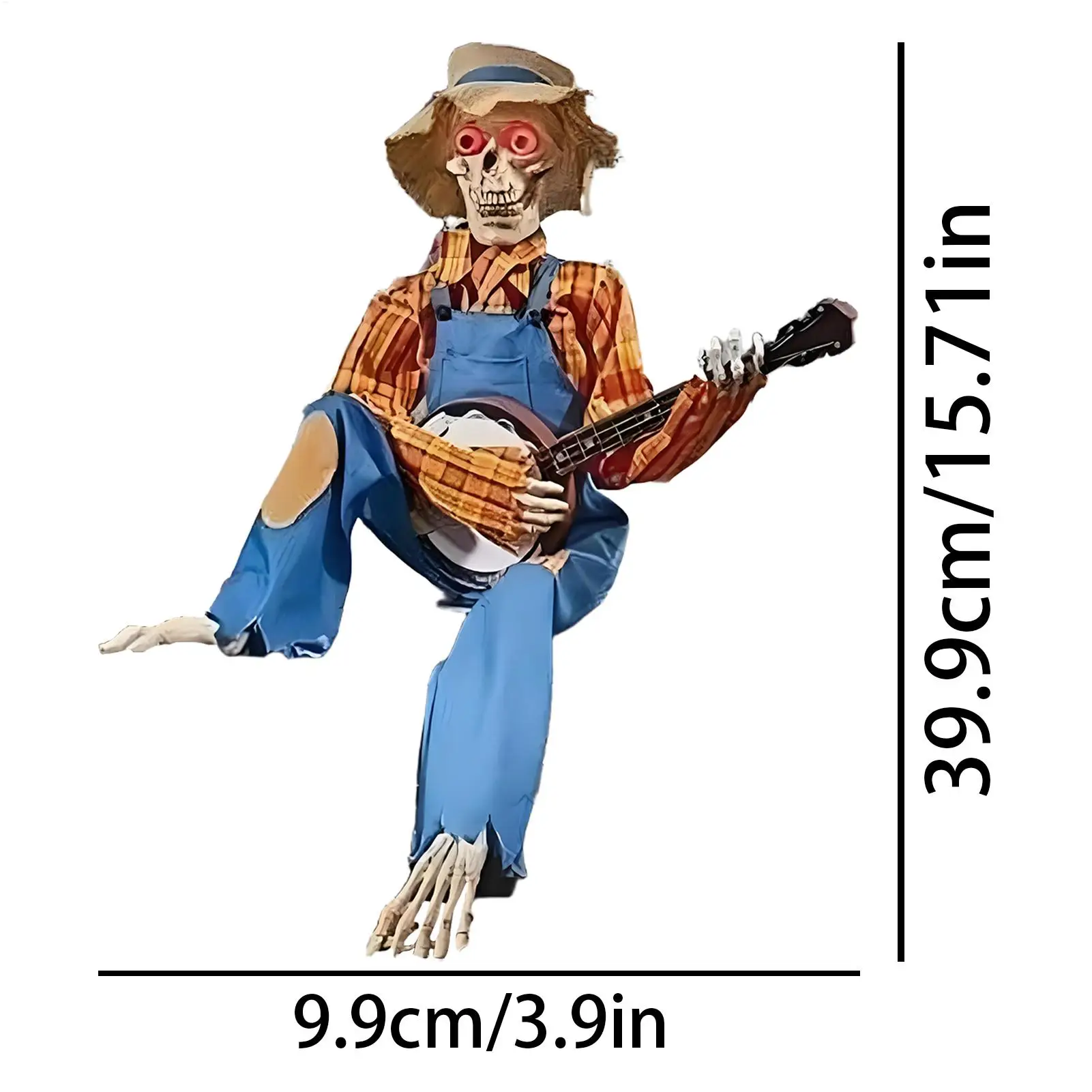 Musikalisches Halloween-Skelett mit leuchtenden Augen und beweglichen Gelenken – animierte Outdoor-Dekoration für Hof, Garten, Veranda, Spukhaus