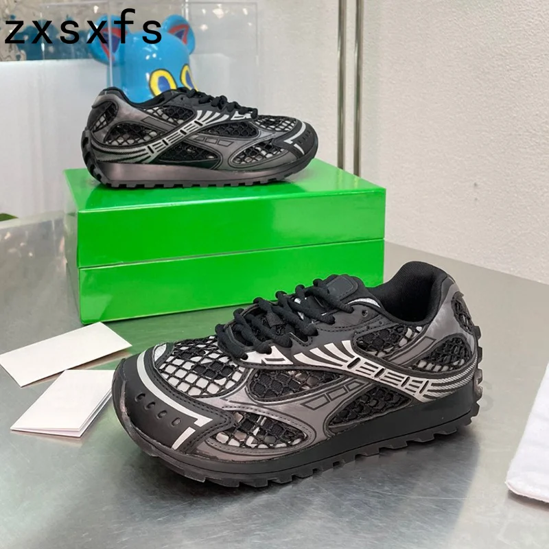 Hot Platform Sneakers Men Women Thick Sole Air Mesh Casual Flat Male Shoes Women Lace Up Lover\'s Designer Daddy Shoes Men