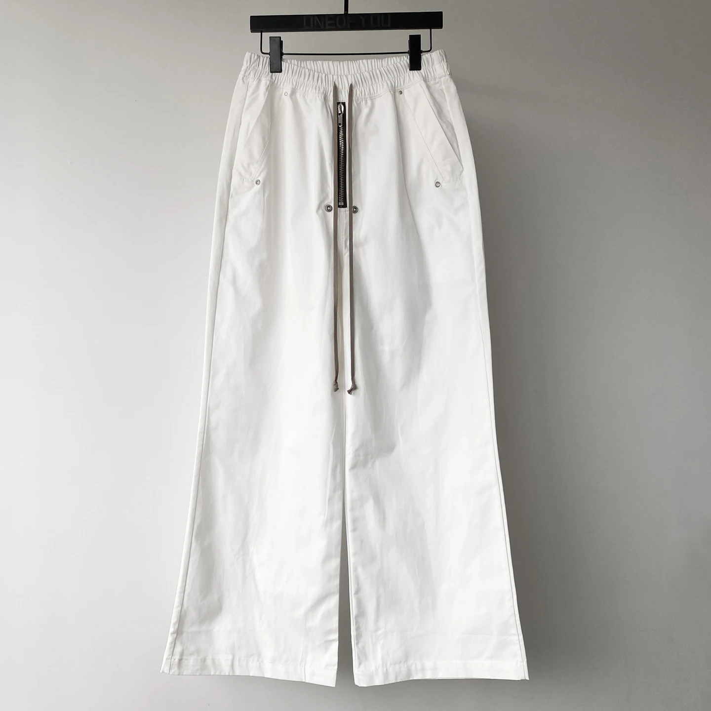 

Мужские хлопковые рабочие брюки с широкими штанинами, свободного кроя, белые, с декоративной молнией, в стиле High Street, повседневные, прямого кроя