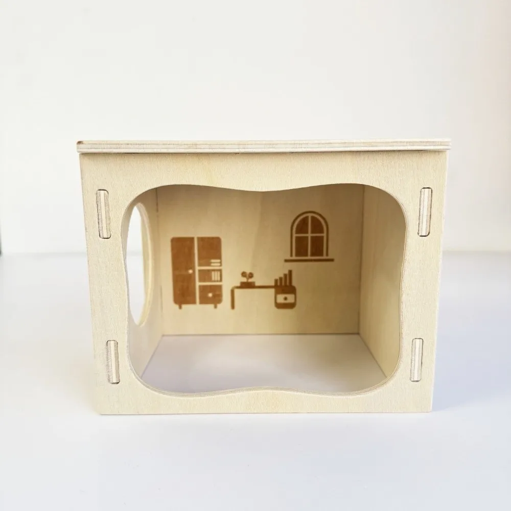 New Wooden Hamster House Stackable Chew-Resistant Small Pets Habitat Detachable Climbing Structure Hamster Villa Pet Play Area