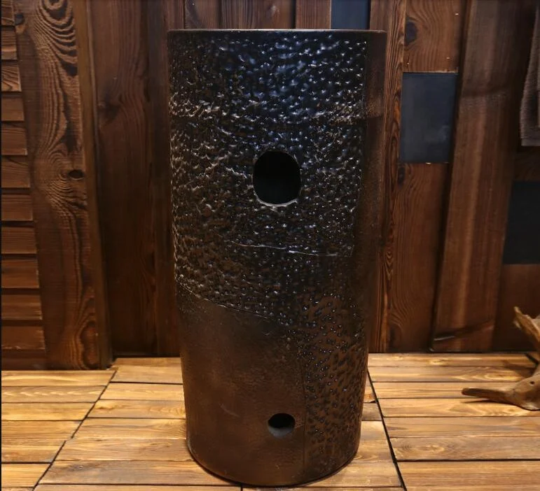 S*& Black Color Ceramic Pedestal Washing Basin Bathroom Basin Unique Pedestal Sinks