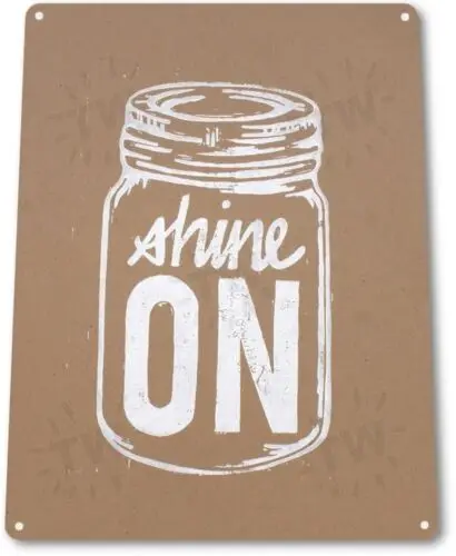 Shine On Moonshine Retro Logo Glass Jar Bar Man Cave Wall Decor Metal Tin Sign