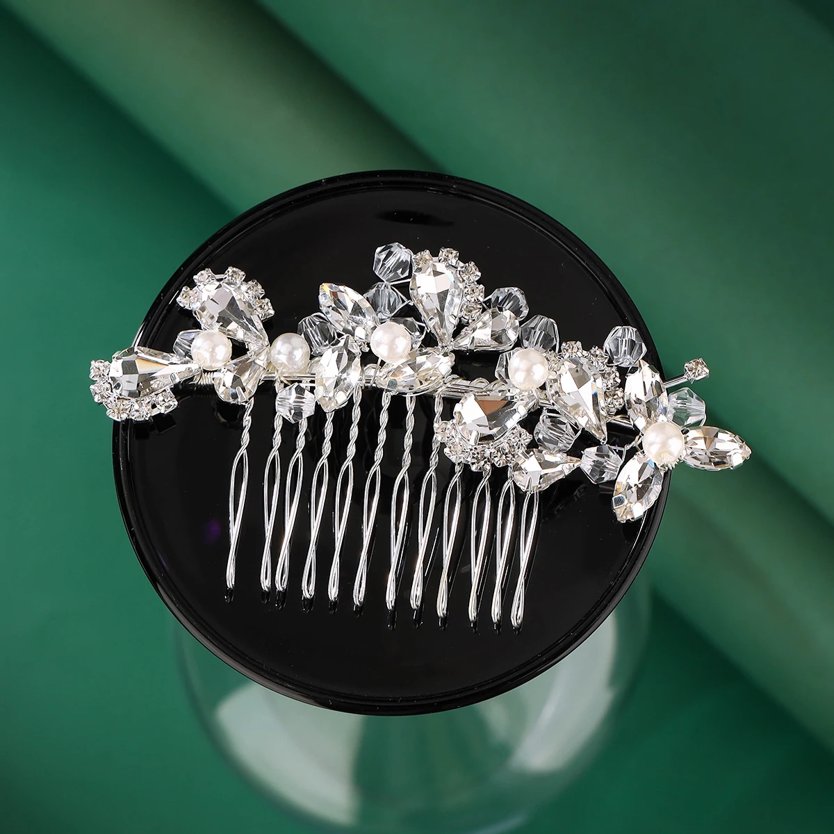 Wedding pearl hair comb bridal crystal tiara bridal rhinestone hairpin hair ornament for women and girls