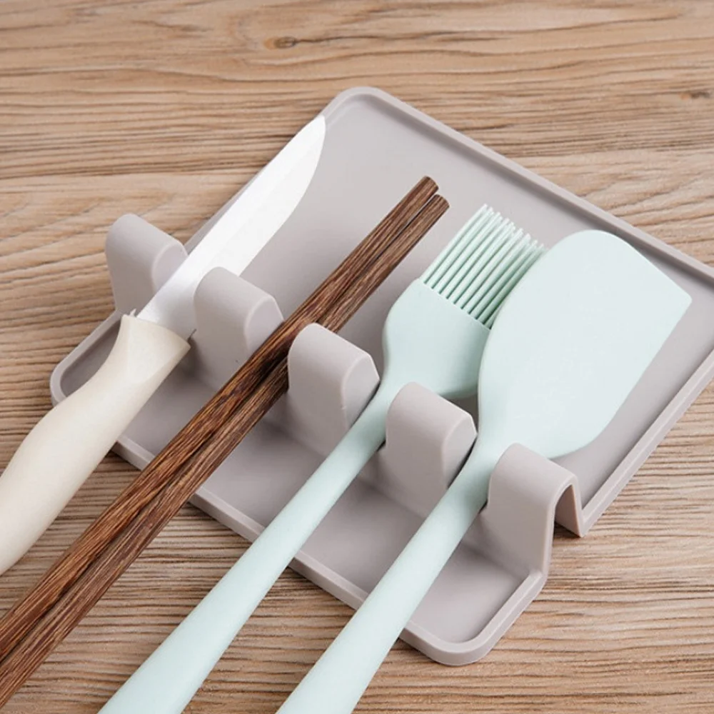 

1-5 PCS Food-Safe Silicone Utensil Holder - 4-Slot Heat Resistant Organizer w/Drip Tray Spoon Rest, Non-Slip Countertop Storage