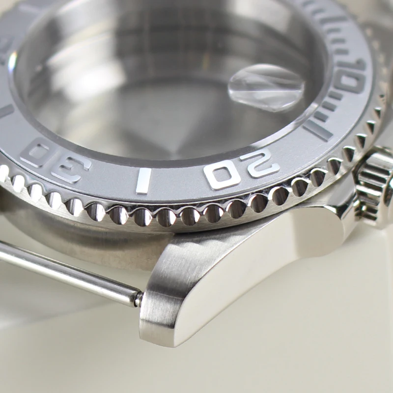 40 مللي متر حافظة ساعة فضية 120 نقرات السيراميك الحافة الياقوت ل Seiko NH35 NH36 NH34 Miyota8215 Eta2824 nh35 حافظة 28.5 مللي متر الطلب YACHT