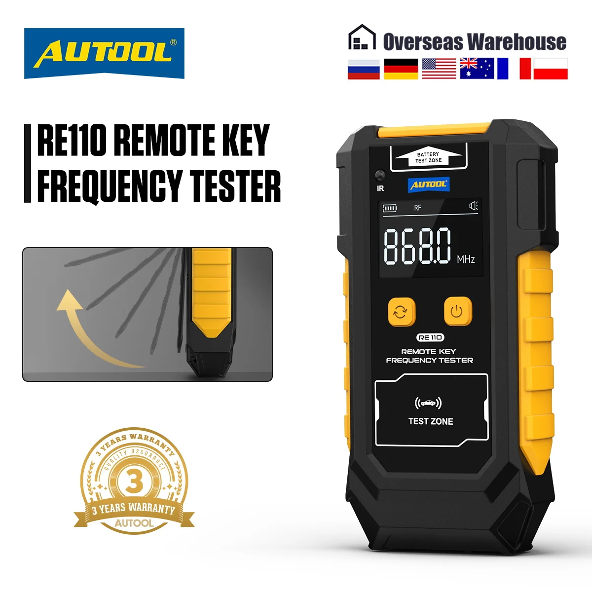 AUTOOL RE110 Car Remote Key Frequency Tester 315/433/868/902MHz Infrared Remote Control Signal  Frequency Inspection Tools