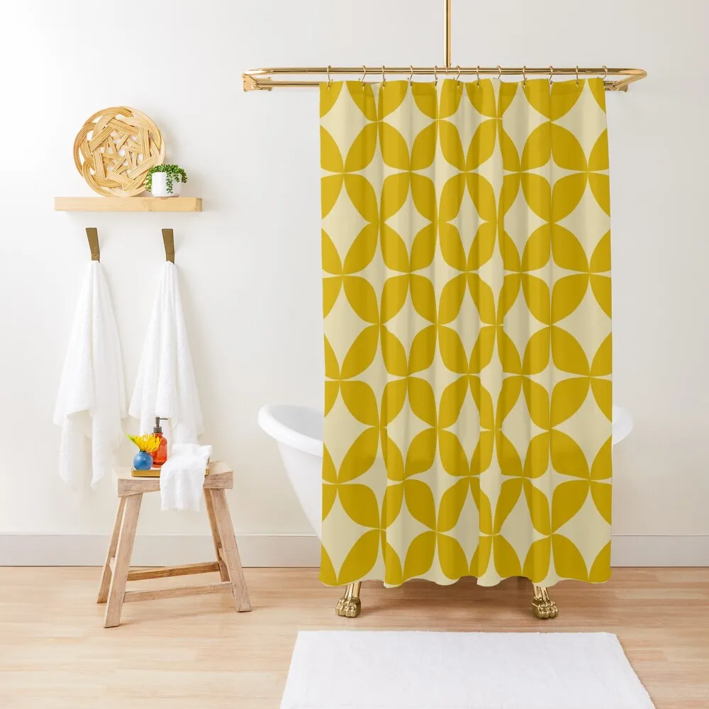 

Mid Century Modern Shapes Pattern in Mustard Yellow Shower Curtain Shower Set For Bathroom Bathroom For Shower Curtain