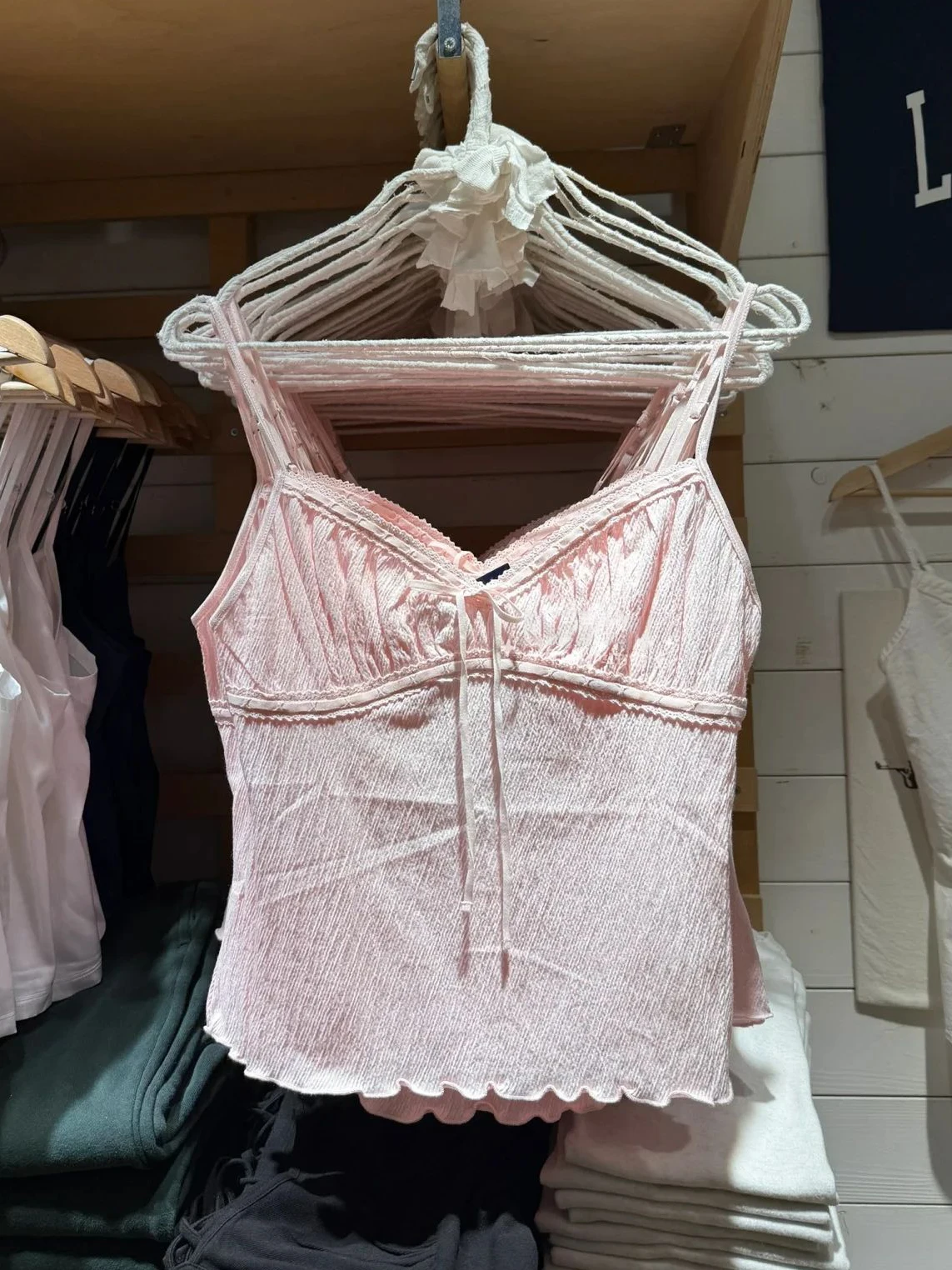 Slanke tanktop met veters en V-hals Dames Zomer Kanten rand Chique textuur Katoenen hemdje Roze Zoet Schattig Preppy stijl Crop Tops Y2k