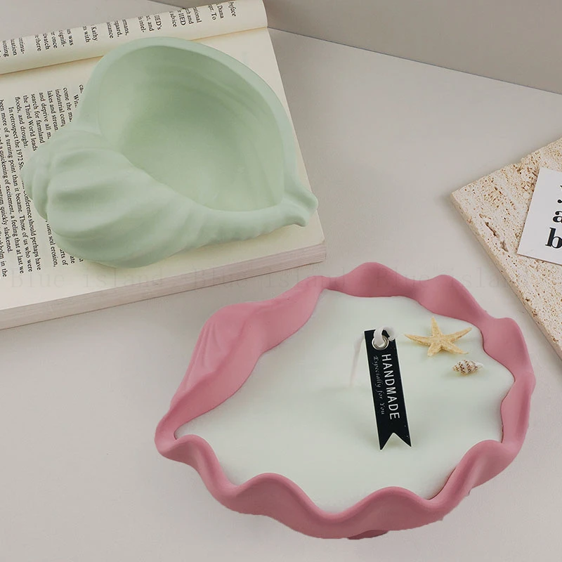 Silicone Molds Concrete Candle Cup Mold Conch Shell Designs Aroma Plaster Mould DIY Epoxy Forms