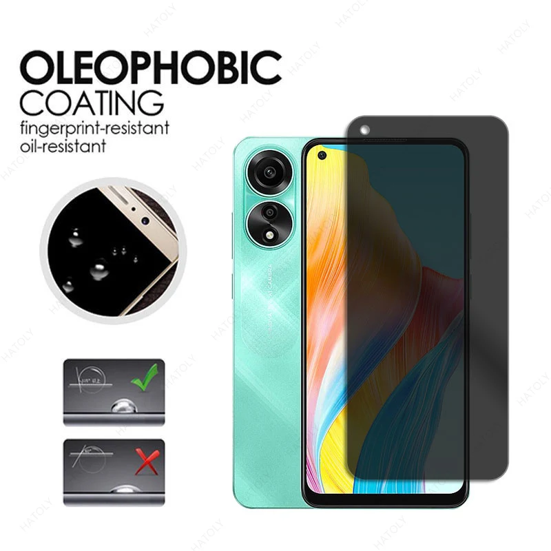 Privacy Screen Protector For Oppo A78 4G Anti Glare Glass For Oppo A78 4G Camera Lens Protector For Oppo A78 4G Anti-spy Glass