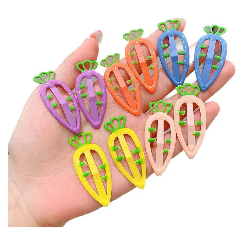 

20 PCS Cute Carrot Baby Girls Snap Clips Oil Dripping Candy Color Dopamine Hairpins Kids Hairgrips DIY Hair Accessories