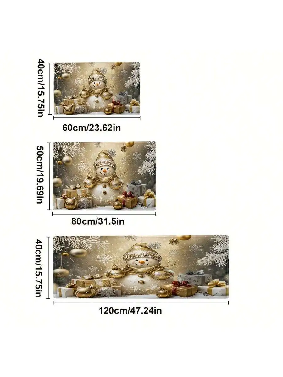 

Non-Slip Plush Floor Mat With Snowman And Snowflake Pattern For Bathroom Shower Bathtub