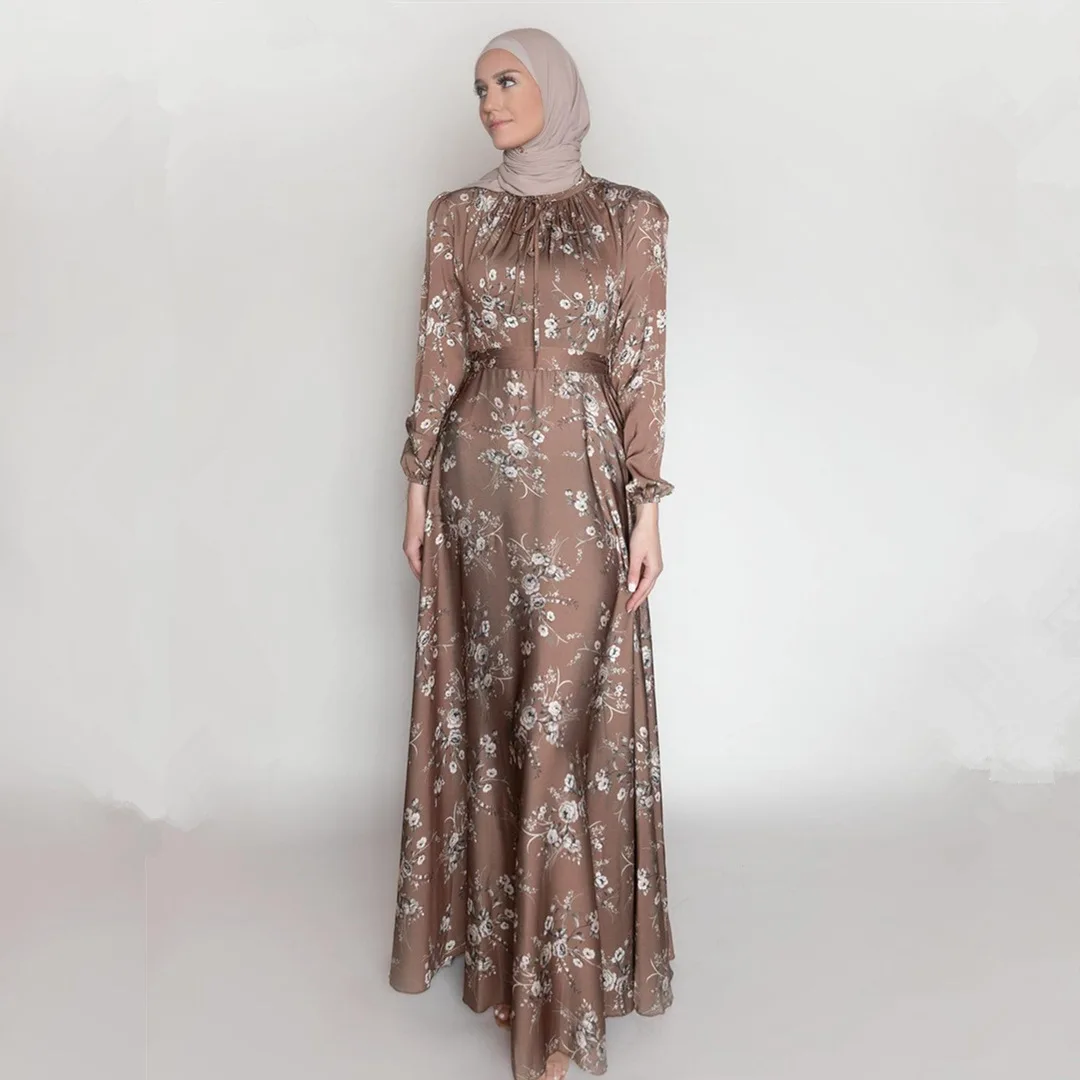 Vestido largo de Ramadán Eid Mubarak para mujer, caftán de satén Abaya, Dubai, Arabia Saudita, Turquía, Islam, musulmán paquistaní, caftán