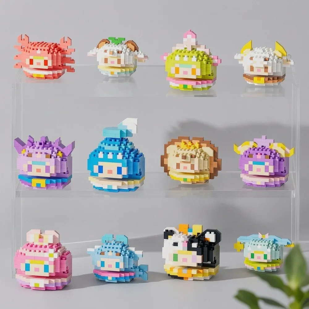 36 Styles Mini Cute Animal Zodiac Building Blocks Micro Bricks DIY Assembly Model Stress Relief Puzzle Display Desk Decor Gift