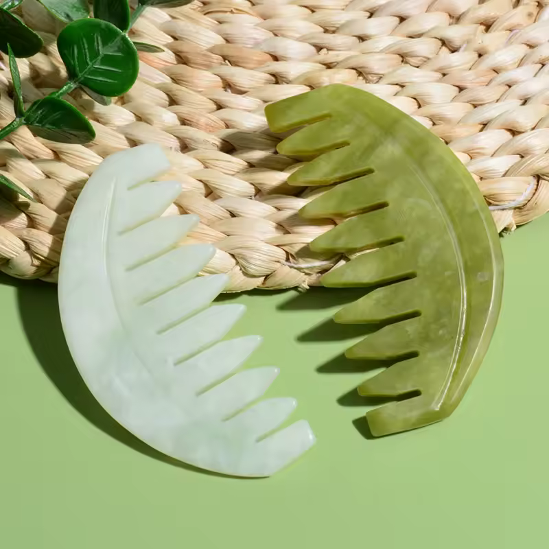 1 Pcs New Jade Meridian Ten-tooth Massage Comb Wide-Tooth Comb  Head Massage GuaSha Wide Toothed Comb Hair Care Tool