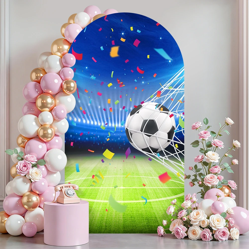 Football Theme  Arched Backdrop Cover Football Field Goal Moment Sports Boy Birthday Decor Soccer Cake Smash Photo Background