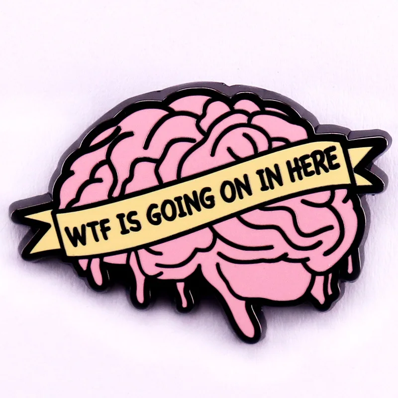 WTF is going on in here fashion enamel lapel pin