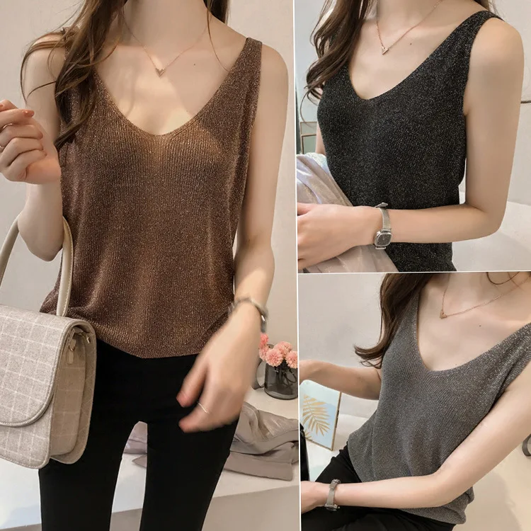

New Women's Plain Sleeveless Top Ladies Stretch Strappy Camisole Vest Bottoming Shirts Nude Black White Lady Tank Top Vests