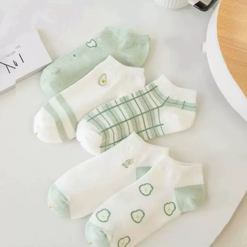 5/10 Paar niedrige Rohr Socken Mädchen Bär Gesicht Lächeln Butterfly Socken Blumen Atmungsnetz Socken Mode.